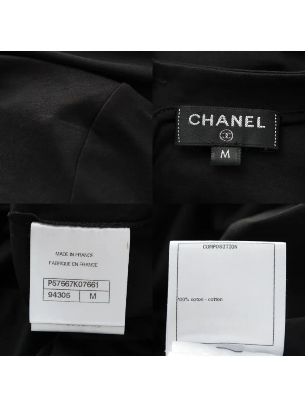 Chanel Cotton Top Back Coco Button Short Sleeve Dress Black - Picture 9 of 10